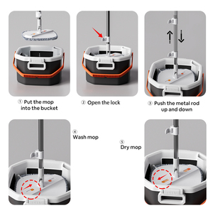 HOLAMOPA Nuovo Design Mop Piatto <span class=keywords><strong>per</strong></span> Pulizie Domestiche con Secchio a Doppia Camera <span class=keywords><strong>per</strong></span> Separazione Acqua Sporca e Panno in Microfibra <span class=keywords><strong>per</strong></span> la Vendita al Dettaglio - Product Image 5