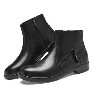 รองเท้าบูทเชลซีสำหรับธุรกิจฤดูหนาวของผู้ชาย ขนาดใหญ่ หนังวัวบุขนแกะ หนา อุ่น ระบายอากาศได้ดี กันลื่น มีซิปด้านข้าง - Product Image 2