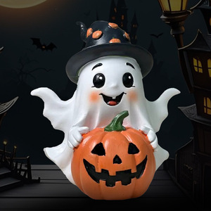 Decoración de Resina de Calabaza Fantasma para Halloween, Adorno Duradero para Escritorio o Exteriores - Product Image 2