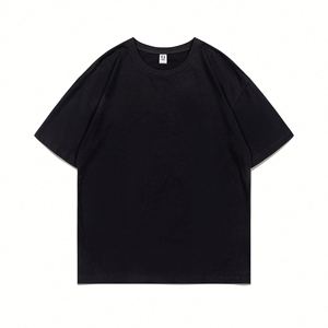 Design Custom logo Pure Cotton T-shirt High Quality Solid Color Big O Collar Casual Style LOGO Custom Design - Product Image 2