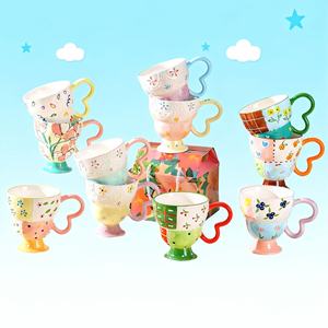 Taza Alta de Cerámica Pintada a Mano con Relieve, con Asa, para Café, Leche, Avena, <span class=keywords><strong>Desayuno</strong></span>, Uso Doméstico - Product Image 5