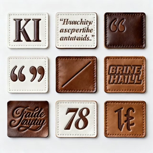 Oem tùy chỉnh da sang trọng vá 3D da dập nổi vá Phụ nữ túi da nhãn may mặc - Product Image 1