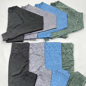 Europe et États-Unis Costume de yoga sans couture Femmes <span class=keywords><strong>Blazer</strong></span> à manches longues Taille haute Mouvement de la hanche Leggings Pantalon long - Product Image 6