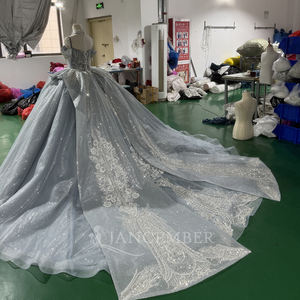 Jancybed xs173 נצנצים את הכתף כחול מרוצף ערב מסיבה נשים שמלות - Product Image 4