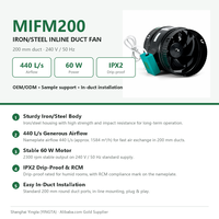 Ventilateur de gaine en acier MIFM200 200 mm 240 V, ventilateur d'extraction 440 L/s pour système de ventilation HVAC