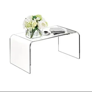 Modern waterfall transparent rectangular table round side table end acrylic coffee side table for living room bathroom