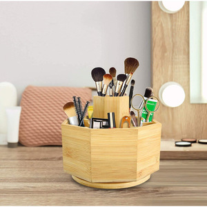 Wooden <b>Makeup</b> Organizer Rotating Storage <b>Box</b> With Drawers For Desktop Use - Product Image 1