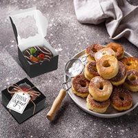 Vente en gros de boîtes de boulangerie noires Boîtes à biscuits 4x4x2.5 pouces Boîte cadeau noire en papier kraft pour pâtisseries Biscuits Tarte Donuts Macaron