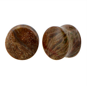 مقياس النفق الرخيص بمللي متر 35 مم, حلق حلزوني أخضر ، استرخى ، سدادة بأحجار مخصصة ، ثقب الأذن - Product Image 3