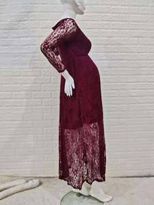 Europe et Amérique Femmes enceintes Sexy Front Deep V-neck Long Sleeve Lace Dress Casual Sexy Evening Dress - Product Image 5