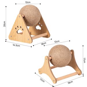 Jouet à gratter pour lapin, rouleau triangulaire en bois massif, rotatif pour la mastication et le soulagement du stress - Product Image 5