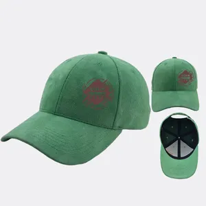 Женские и мужские спортивные зеленые шляпы с тисненым логотипом на заказ, 6 панелей, замшевая шляпа beisbol, Вельветовая бархатная бейсболка
