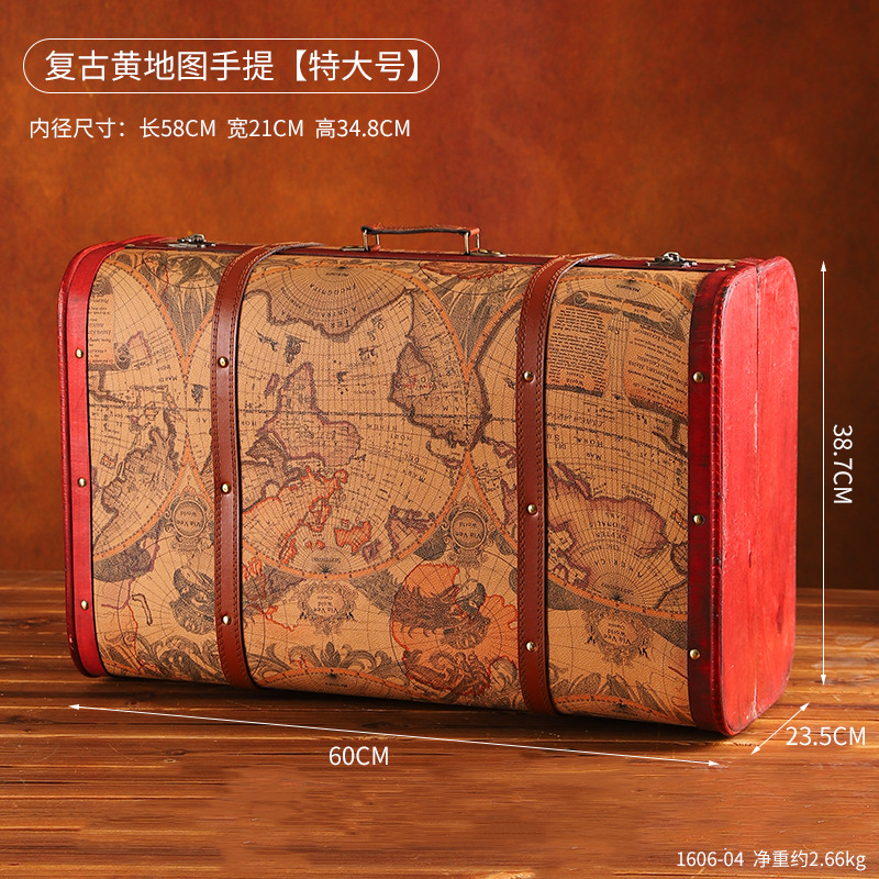 1606-04 Bolsa portátil Retro Yellow Map [Tamaño extra grande]