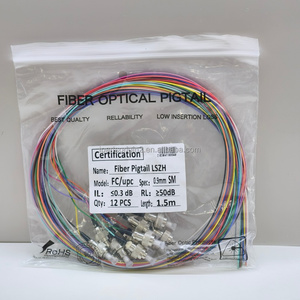 BEST QUALITY FC UPC Fiber Pigtail 12 Core Single Mode 0.9mm LSZH 1.5mm Optical Fiber Pigtail - Product Image 1