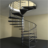 Escalier en colimaçon préfabriqué avec nez de marche, hauteur personnalisée pour accès au sous-sol