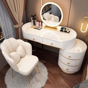 Moderno Tavolo Multifunzionale Bianco di Lusso in Stile Nordico per Camera <span class=keywords><strong>da</strong></span> Letto, Appartamento Femminile, Piccolo Tavolo <span class=keywords><strong>da</strong></span> Trucco per Hotel con Ricarica e Illuminazione - Product Image 3