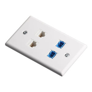 SETO American CAT5E RJ45 Red <span class=keywords><strong>Computer</strong></span> Socket Face Panel de pared de cepillo blanco de cuatro puertos con acoplador de brida SC Fibra óptica - Product Image 2