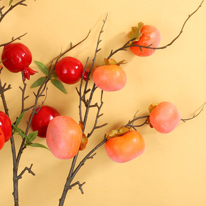 Branches de fruits artificiels de grenade et de kaki pour la décoration intérieure, le salon, les mariages, accessoires floraux artificiels - Product Image 4