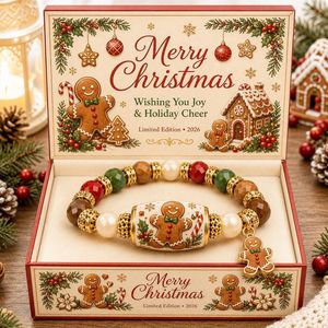 SongYi Christmas Santa <b>Beaded</b> <b>Bracelet</b> with Christmas Tree Charm, Holiday Gift <b>Bracelet</b> with Gift Box - Product Image 5