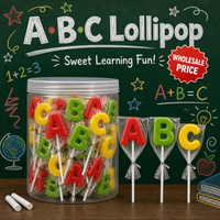 Sucettes dures en forme de lettres de l'alphabet ABC, saveur fruitée, Halal, BRC, ISO, bonbons, OEM, étiquette privée, logo personnalisé, emballage en pot, bonbons éducatifs pour enfants