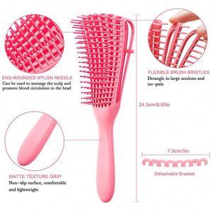 Cepillo para el cabello rizado de plástico con logotipo personalizado, cepillo desenredante con ocho filas y ventilación para mujer, cepillo de masaje - Product Image 2
