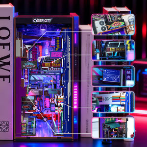 Kit de Bricolaje Cyberpunk para un Mini Rincón de Lectura, Rompecabezas 3D de Madera con Luces LED, Decoración Personalizada para Estantería, Regalo - Product Image 6