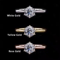 Starsgem Bague de fiançailles en or massif 10 carats 14 carats avec diamant Moissanite rond de taille 2ct