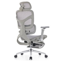 Chaise de bureau pivotante confortable avec appui-tête 3D, siège en maille respirante et repose-pieds, accoudoirs 9D, chaise de direction avec fonction inclinaison et verrouillage