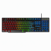 Clavier filaire T-Wolf T20 104 touches rétroéclairé coloré, disposition arabe, espagnole, russe, étanche, ergonomique pour PC Gamer