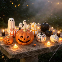 Ensemble de figurines en céramique Citrouille et Fantôme pour Halloween, Décoration de table mignonne et effrayante, Décoration d'automne pour fêtes à domicile, Vente en gros