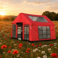 Cabine Gonflable Industrielle Rouge 9,5 m² (3x3,15 m) avec Fond en PVC Anti-Coupure pour Unité de Secours Médical et d'Assistance en Cas de Catastrophe