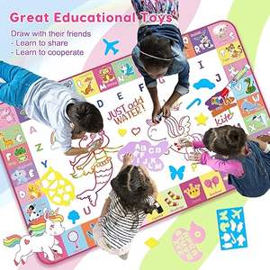 للبيع حصيرة كتابة مائية سحرية آمنة غير سامة للأطفال مع شعار مطبوع حصيرة خربش تلوين سحري ملون - Product Image 6