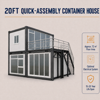 Conteneur modulaire de 20 pieds, vente directe du fabricant, conteneur mobile à plateau adapté aux villas/maisons/bureaux