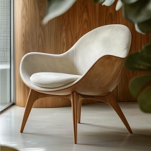 Sillón Moderno de Madera de Teca Maciza de Primera Calidad sin Brazos con Cojín de Terciopelo para el Hogar, Oficina, Sala de Estar, Comedor, Dormitorio - Product Image 2