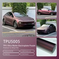 Film de covering automobile TPU ultra-mat électroplaqué violet, épaisseur premium, sans effet peau d'orange, auto-réparant, anti-jaunissement, texture mate