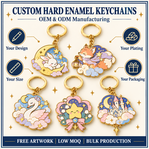 Porte-clés personnalisés en émail dur, animaux célestes oniriques, plaqués or, fabrication OEM ODM - Product Image 4