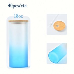 Vente en gros de gobelets en verre transparent dégradé de 18 oz pour la sublimation, avec couvercle en bambou - Product Image 4