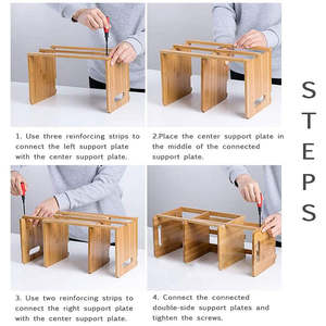 Supporto per libri da <span class=keywords><strong>tavolo</strong></span> in bambù espandibile e regolabile con supporto per libri da <span class=keywords><strong>tavolo</strong></span> in bambù e ripiano per scaffali per Organizer. - Product Image 5