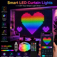 Rideau lumineux LED RGB intelligent avec télécommande via application, affichage de motifs DIY, synchronisation musicale, pour la décoration de la maison, des fêtes et des festivals