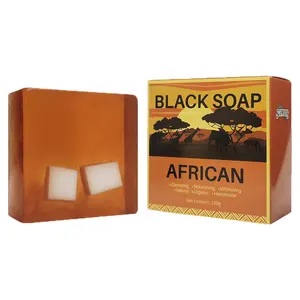 Grosir Logo kustom Label pribadi sabun batang alami murni organik alami buatan tangan sabun hitam Afrika pemutih pengelupasan