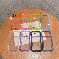 Coque transparente antichute 3-en-1 pour iPhone 17 Air 16 15 14 Plus 13 12 Pro Max, protection de cadre couleur bonbon en PC+TPU