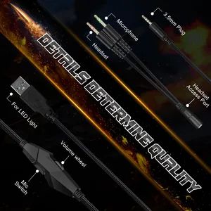 Onikuma K19 Stereo Bass Surround Tai Nghe LED RGB 3.5Mm Chơi Game Tai Nghe Headphone Cho Gamer PS4 Xbox One Nintendo Chuyển Đổi <span class=keywords><strong>PS3</strong></span> - Product Image 3