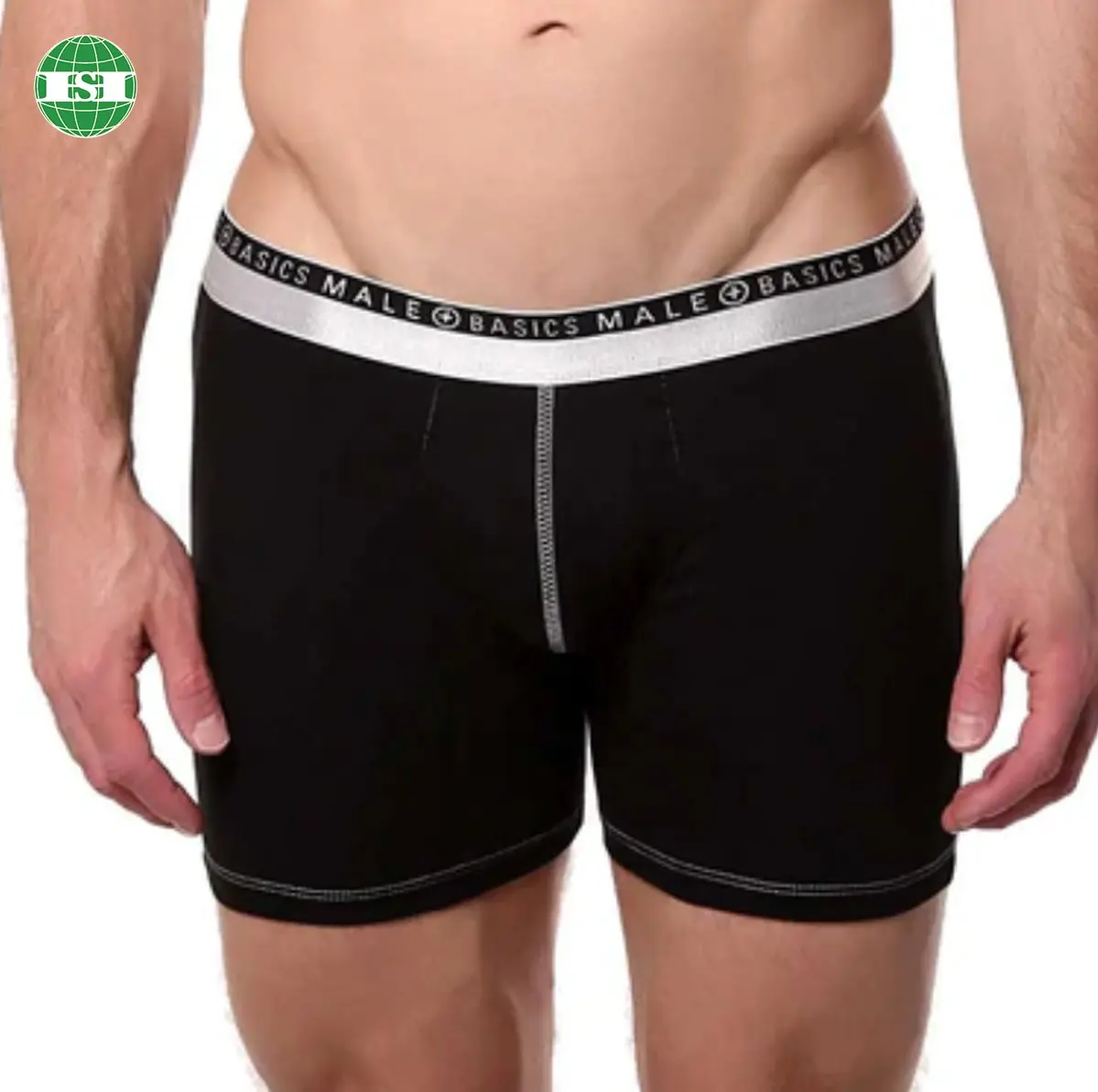 Cuecas boxer masculinas, roupa íntima de bambu fechada com cinto brilhante