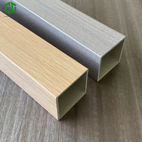Tube carré en PVC/PVC imitation bois, imperméable et résistant à l'humidité, pour décoration intérieure, poutre carrée creuse au design moderne pour hôtels et bureaux
