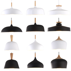 Lampe suspendue en <span class=keywords><strong>bois</strong></span> d'aluminium moderne blanc <span class=keywords><strong>noir</strong></span> design chapeau simple - Product Image 1