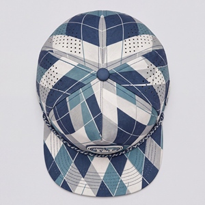 Golf <b>Cap</b> Argyle <b>Navy</b> Blue Teal Cream Waterproof PVC Patch Rope 5 Panel Perforated Breathable Snapback Gorras <b>Men</b> Women - Product Image 6