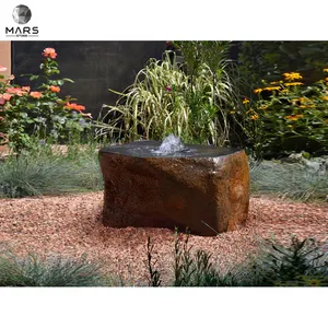 Fonte de água para decoração caseira, superfície polida pedra natural de esculpir a água jardim interno