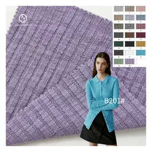 60% Polyester 35% Cotton 5% Spandex Bamboo Knot Cotton Ribbed Knitted Fabric 350g Women's Casual Wear Fabric
