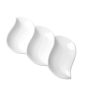 Assiettes en céramique plates de forme de <span class=keywords><strong>pois</strong></span> à trois compartiments de 10 à 14 pouces, vaisselle en porcelaine en gros, plats de service pour restaurant - Product Image 1