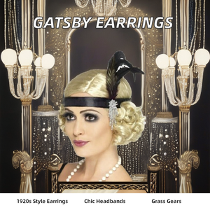 2025New 1920s <span class=keywords><strong>Gatsby</strong></span> Costume <span class=keywords><strong>Accessoire</strong></span> Set Plume Bandeau et Boucles d'oreilles pour Femmes et Filles pour Mariage Fête Fiançailles - Product Image 5